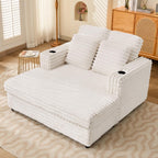 66'' Chaise Lounge Chair Soft Velvet Upholstery for Living Room,Oversized Lounge Chair Includes Cup Holders Side Pockets and USB & Type-C Charging Ports, Comfy Lounge with Sturdy Backrest