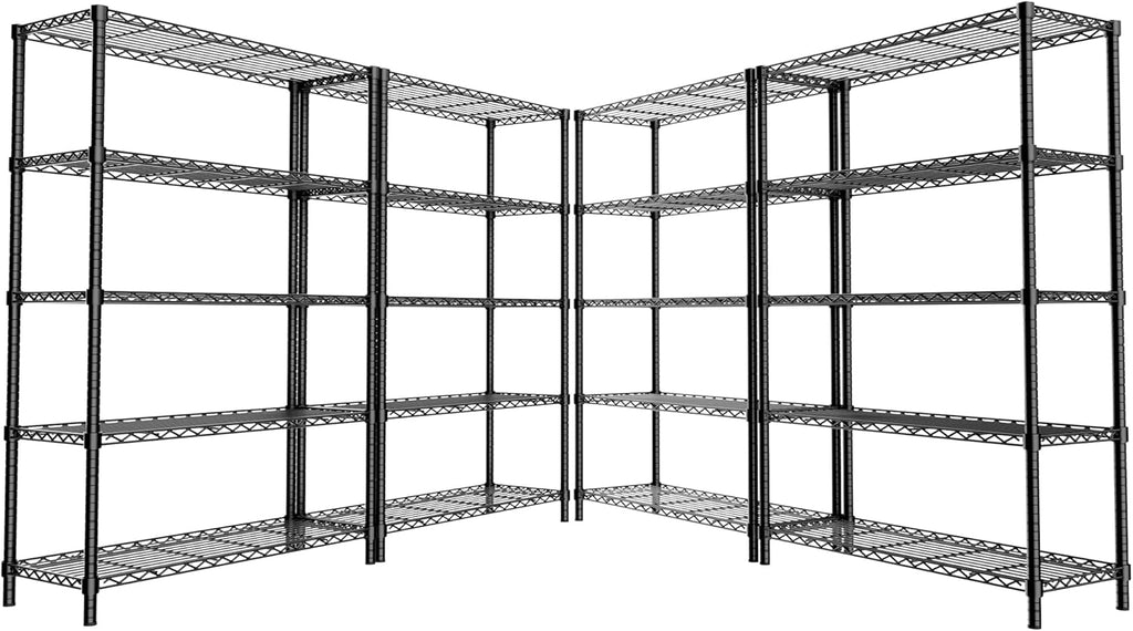 Storage Shelves Heavy Duty, 4 PCS 36" L x 14" W x 72" H Garage Wire Shelving Unit Loads 1750LBS, 5-Tier Adjustable Metal Industrial Utility Shelf Rack for Kitchen, Laundry Room, Warehouse, Basement