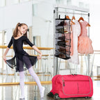Aliceset 6-shelf Hanging Shoe Organizer for Dance Bags, Collapsible Hanging Shoe Rack with Transparent Shelves and Mesh Sides, Travel Backstage Accessories, Dance Bag Accessories