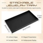 LemonRoad 6 Pack Plastic Jewelry Tray Stackable Black Jewelry Display Drawer Inserts Organizer for Ring Necklace Earring Bracelets Showcase Display for Women Her
