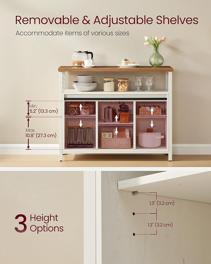 VASAGLE Buffet Cabinet, Coffee Bar Storage Cabinet, Sideboard with 2 Sliding ...