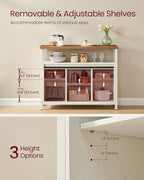 VASAGLE Buffet Cabinet, Coffee Bar Storage Cabinet, Sideboard with 2 Sliding Barn Doors, Adjustable Shelves, 13 x 39.4 x 31.5 Inches, for Living Room, Rustic White and Honey Brown ULSC092W01