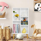 YAHARBO Small White Bookshelf,3 Tier Modern Kids Bookcase with Legs,5 Cube Wooden Bookshelves Storage Shelf,Book Shelves Organizer,Display Bookcases Cabinet for Room Nursery Study