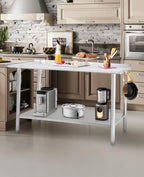 GarveeTech 60 in x 24 in Stainless Steel Prep Table, NSF Metal Work Table with Backsplash, Adjustable Undershelf, 5 Hooks, Heavy Duty Workbench Workstation for Home Kitchen Restaurant
