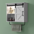 Bathroom Wall Cabinet Over Toilet Sliding Door 23x19 Inch Farmhouse Medicine Cabinet with Towel Bar Motion Sensor Light Adjustable Shelves White Above Toilet Storage for Laundry or Kitchen