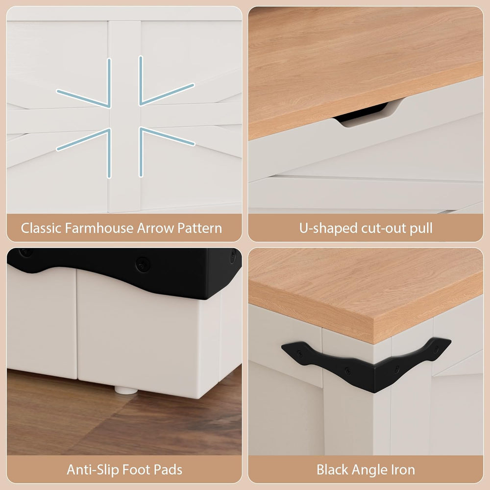 L Shape Kitchen Breakfast Nook Bench, Backless Farmhouse Storage Bench, Corne...