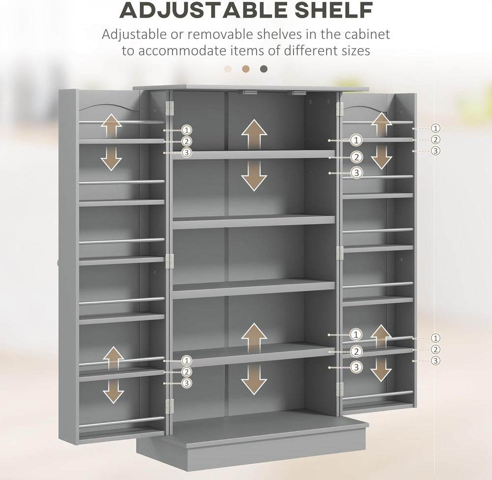 30" D*16" W*72.5" H Freestanding Kitchen Pantry with 4 Adjusta...