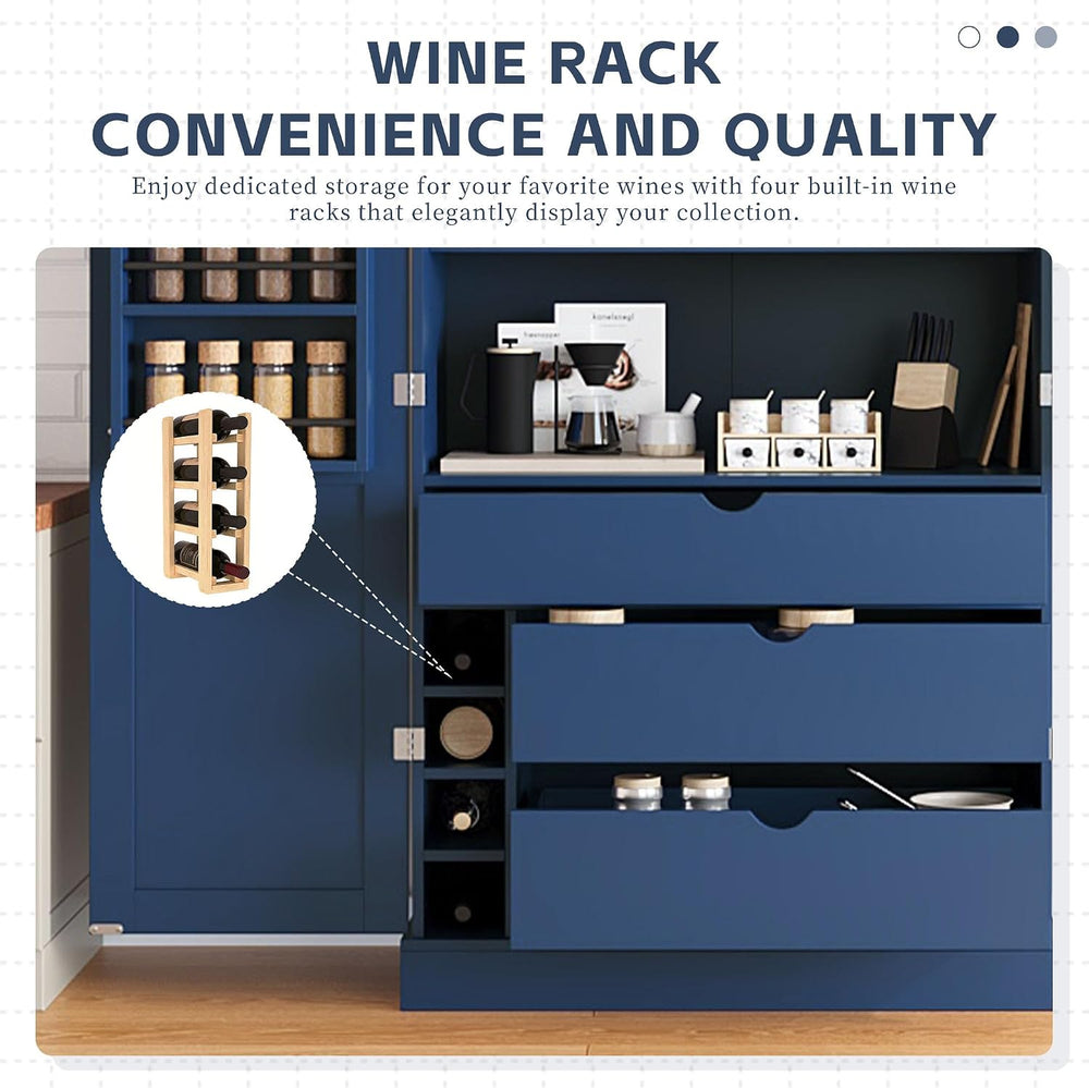 Merax 77''Tall Freestanding Kitchen Pantry,Farmhouse Tall Storage Cab...