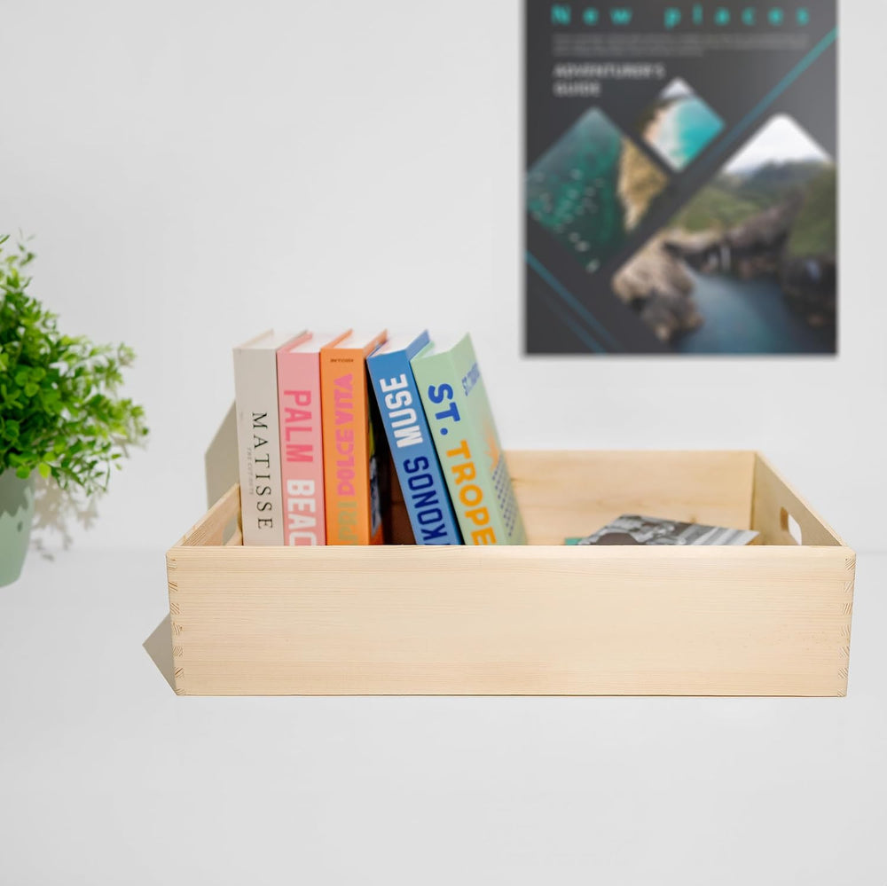 Creative Deco Large Wooden Crate Nesting Crate Handles | 23.62x15.74x5.51in |...