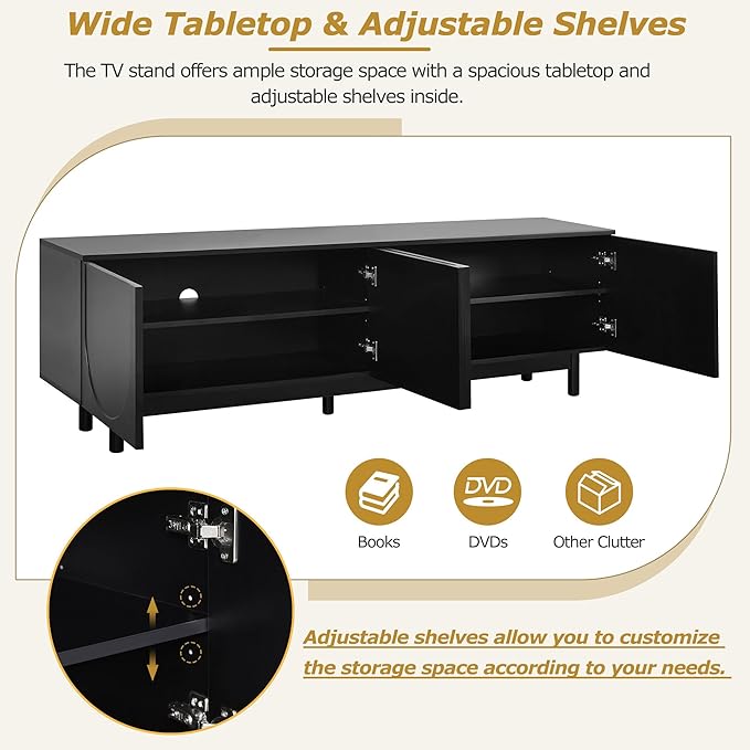 Ball & Cast Modern TV Stand with Arch Cabinets for TVs up to 78", Mi...
