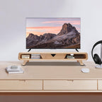 Monitor Stand Riser, 24inch Large Desk Computer Monitor Stand with 2 Wire Holes & Back Baffle, V-shaped Drawer, Desk Shelf Adds Storage for PC Monitor, Laptop, Printer