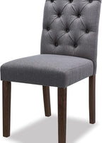 Dining Chairs Set of 2, Button Tufted Parsons Upholstered Chairs with Solid Wood Legs, Mordern Fabric Kitchen Chairs for Dining Room，Grey