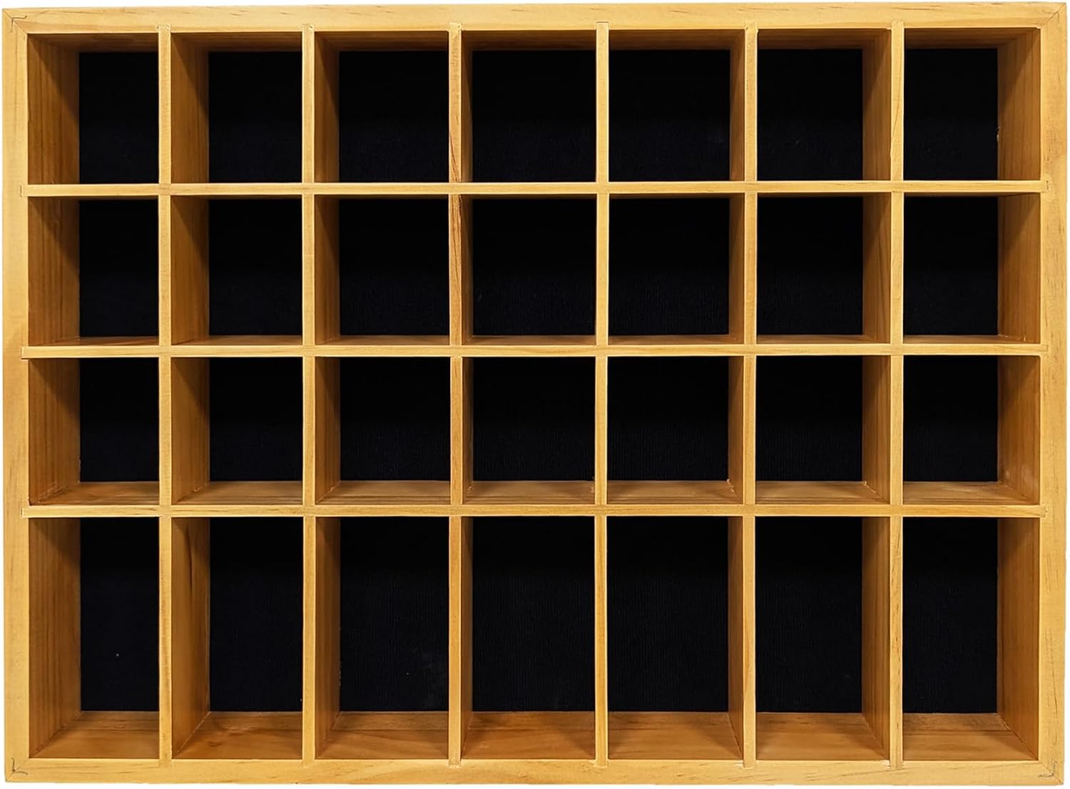 Shot Glass Display Case, Stylish Natural Varnished Glass Display Case for Display, 28 Slots Freestanding & Wall Mountable Shot Glass Holder, Perfect for Collectors - (with 1 Row for Tall Shooters)