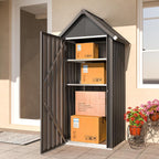 AECOJOY Outdoor Storage Cabinet Waterproof with Adjustable Shelves, Vertical Tall Storage Shed with Lockable Door, All Weather Mental Sheds & Outdoor Storage Clearance for Outside in Dark Grey