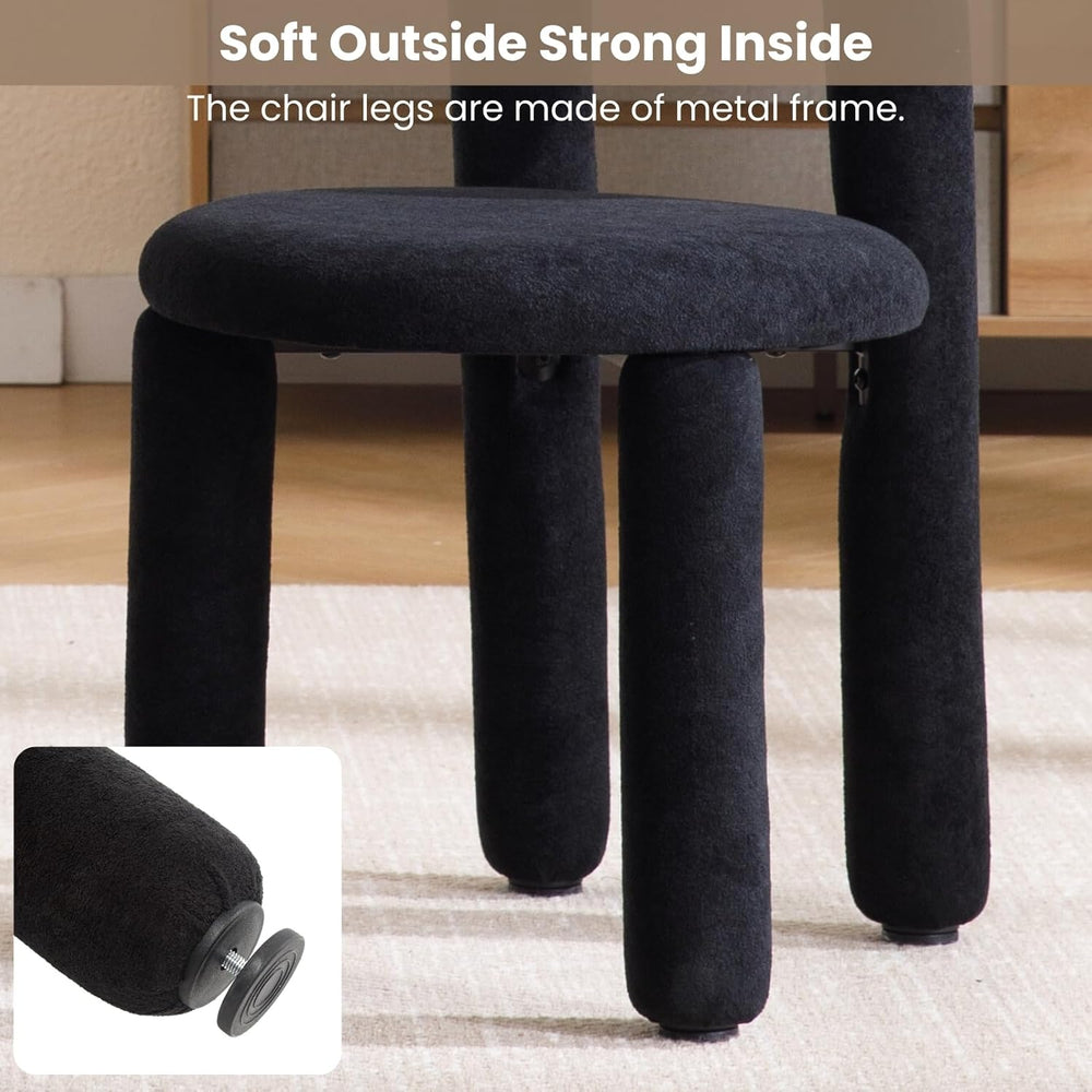 DUOMAY Modern Black Boucle Dining Chairs Set of 4, Sherpa Upholstered Kitchen...