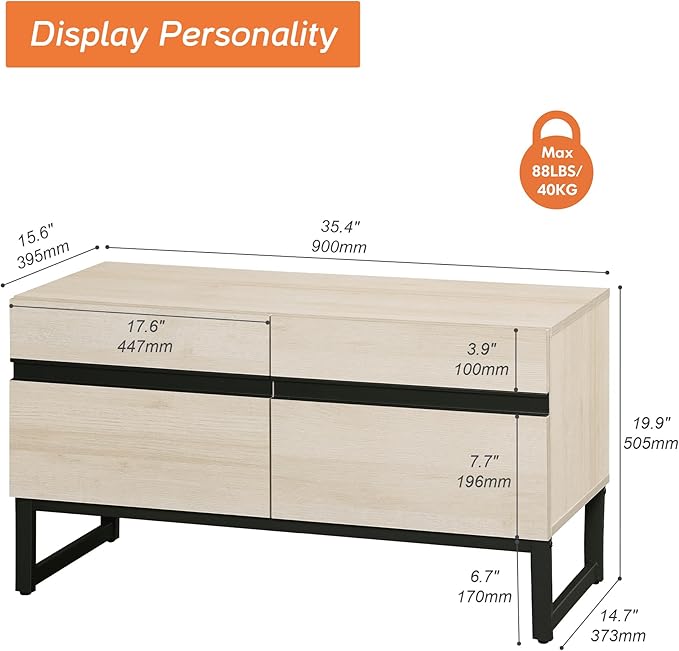WAMPAT Modern TV Stand for TVs Up to 40 Inch, Entertainment Center Media Cons...