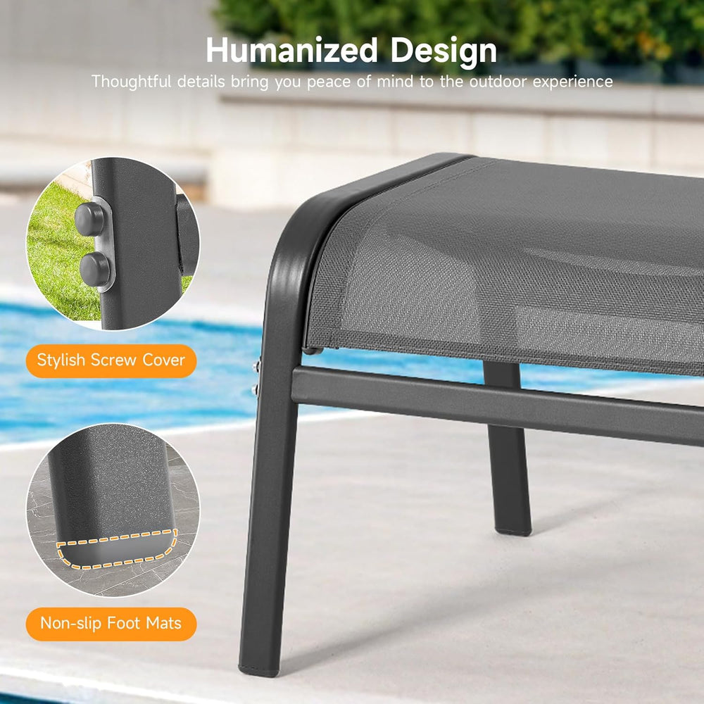 ONBRILL Outdoor Ottoman Set of 2, All Weather Outdoor Foot Stool with Support...
