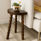 LitaEther Wooden Bobbin Side Table - Plant Stand - Half Round Table - Wooden Accent Stool- Minimalist Decorative Table for Bedroom, Hallway, Living Room (1, Walnut)