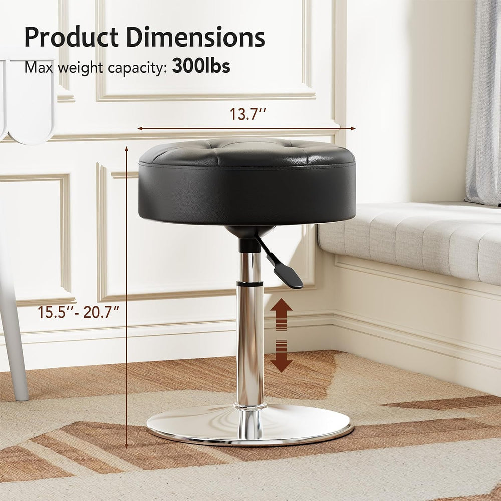 Youtanic Vanity Stool with Adjustable Height, 360°Swivel Ottoman Chair for Ad...