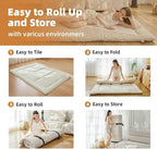 Twin Size Japanese Floor Futon Foldable Futon Mattress for Floor Tatami Mattress Portable Rollaway Bed for Guest Playmat for Kids Tatami Sleeping Pad Japanese Mattress for Adults Beige A