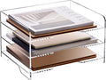 SANRUI Paper Letter Tray Organizer 3 Tier Acrylic Desk File Organizer with Bottom Handle, Paper Sorter Organizer for Letter/A4 Office Organization,Clear