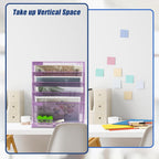 EASEPRES Desk File Organizer Mesh 6 Tier, Hanging Wall Mount Document Organization Stand, Desktop Vertical Mail Paper Folder Holder Rack with Bottom Tray for Office Home Cubicle, Light Purple