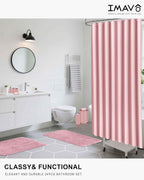 IMAVO Pink Bathroom Accessories,Non Slip Super Absorbent Rugs and Waterproof Shower Curtain with Hooks,Complete Bathroom Set for Bathroom Décor