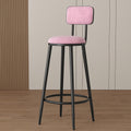 Commercial Stainless Steel Stool, Metal Bar Stools, Reception Chair, Tall Executive Office Chair, with Back and Footrest, for Small Spaces Home Bedroom Study(Pink,85cm)