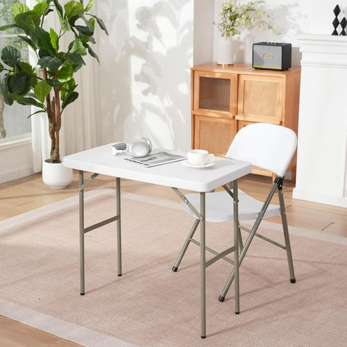 2.7ft Rectangular Folding Table for All-Occasion, Foldable Table with HDPE Tabletop and Steel Legs, Durable and Stable Small Folding Table, Perfect for Camping, Picnic, Party, Indoor & Outdoor