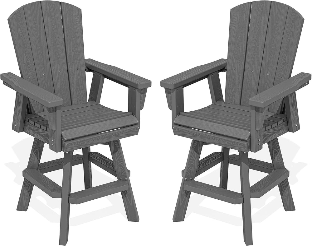 SERWALL Swivel Adirondack Barstools Set of 2, HDPE Outdoor Swivel Bar Chairs ...