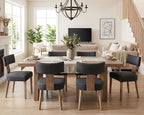 HNY Mid Century Modern Dining Chairs Set of 6, Farmhouse Linen Upholstered Accent Chairs Curved Backrest Kitchen Chairs, with Hardwood Frame, Charcoal