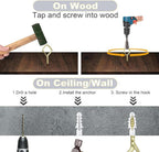20PCS Eye Screw Hooks for Hanging Heavy Duty with Safety Buckle.Metal Ceiling Hooks for Hanging Plants,Cup,Wind Chime,Bird Feeders,String Lights at Indoor&Outdoor,2.36 Inch (No Drill Bit)