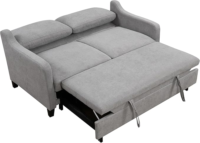 ERYE Modern 3-in-1 Sofa Loveseat Convertible Sleeper Sofabed, Queen Size Upholstered Love Seat Sofa Soft Cushion Daybed with Pull Out Sleeper Couch Bed for Living Room Home Apartment RV