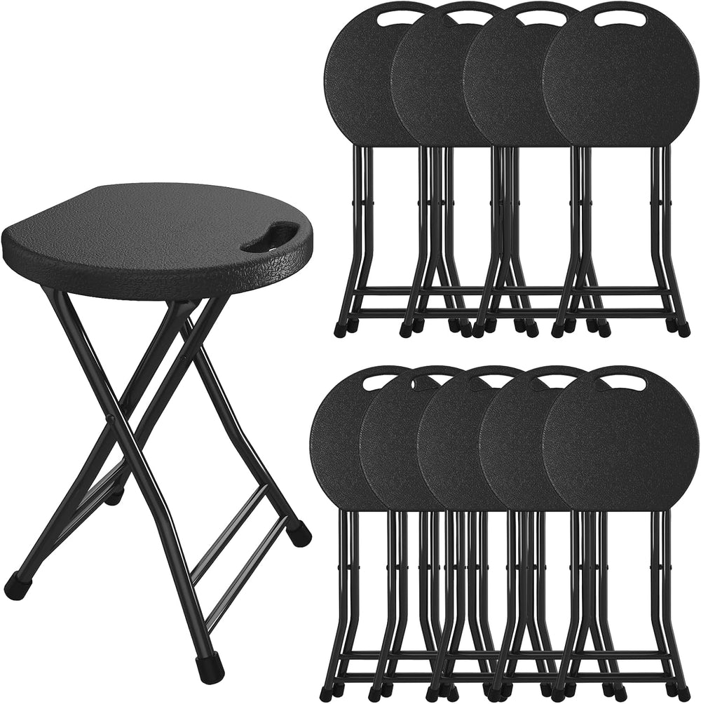 Folding Stool, 18 Inch Foldable Stool with Handle & Steel Frame, Pack of ...