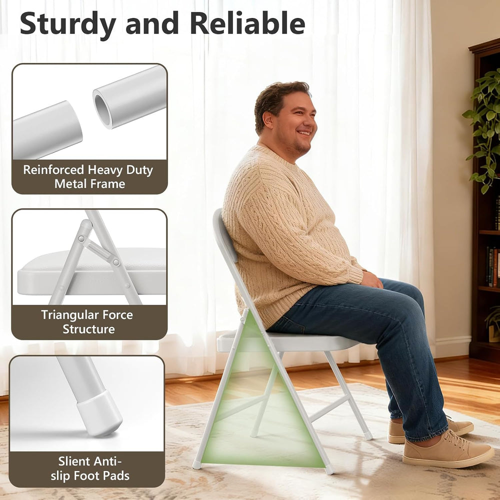 Folding Dining Table Set for 6, 6FT Foldable Plastic Table with Carrying Hand...