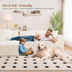 Modular Sectional Sofa, 108" L-Shaped Boneless Couch with Deep Seat, Corduroy Cloud Couch for Living Room, Bedroom, No Assembly Required, Ship in a Box, Checkered Beige