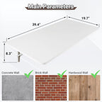 Wall Mounted Folding Table 39.4”L x 19.7”W, Laundry Folding Table with Heavy Duty Metal Collapsible Shelf Brackets, Wall Mounted Desk Fold Down for Small Spaces, White