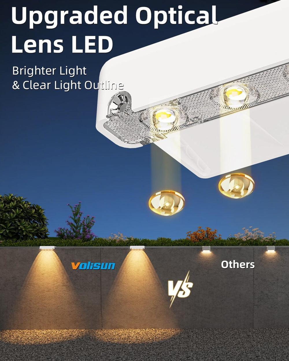 VOLISUN Solar Deck Lights Outdoor 12Pack, Warm White Solar Stair Lights