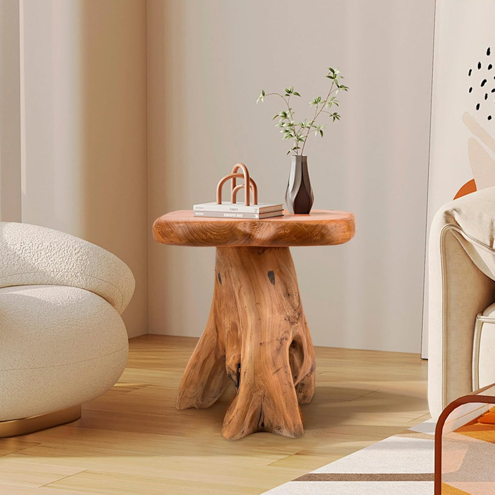 Small Side Table, Freeform Live Edge Wood Stool, Unique Design Natural Plant ...