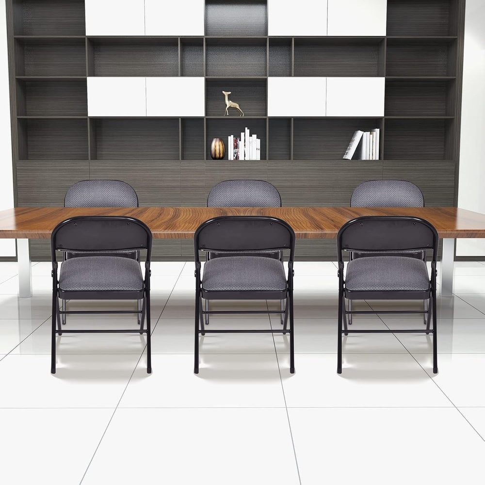 GOFLAME 6 Pack Folding Chairs, Fabric Dining Chair Set with Padded Seat &...