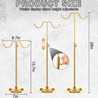4 Pcs Purse Display Stand Adjustable Height Handbag Display Stand Metal Handbag Stand Holder Double Hook Purse Holder Stand for Home Store Boutique Counter, Gold