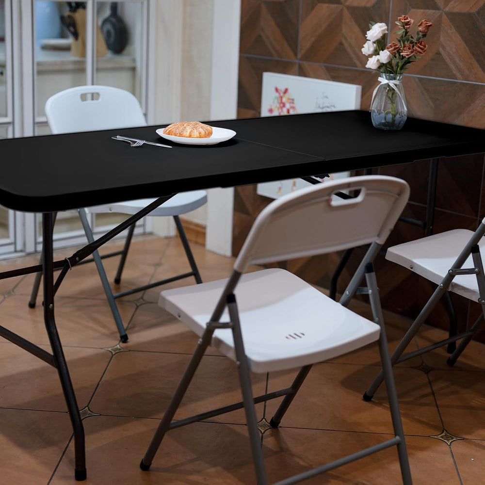 pollilar Folding Table 6FT Heavy Duty Portable Plastic Foldable Table Black |...