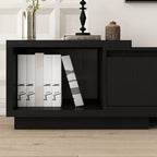 FAMAPY Extendable TV Console Table Modern TV Cabinet with Drawers, Contemporary Media Storage Console Table for Living Room Black (65.4-106.3”W x 15.7”D x 15.4”H)