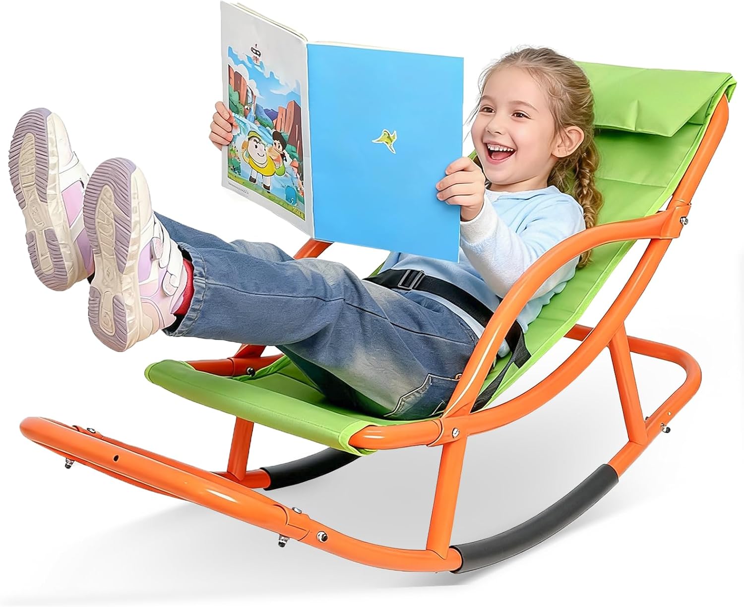 Large Size Kids Sensory Rocking Chair for Children Under 55 Inches Tall, Autism and ADHD Balance Seat Helps Kids Relax, Focus and Play, Indoor & Outdoor Rocker for Bedroom, Nursery and Sensory Room