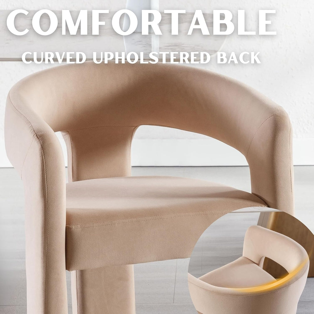 RIVOVA Modern Barrel Dining Chairs Set of 2 Upholstered Velvet Accent Side Ch...