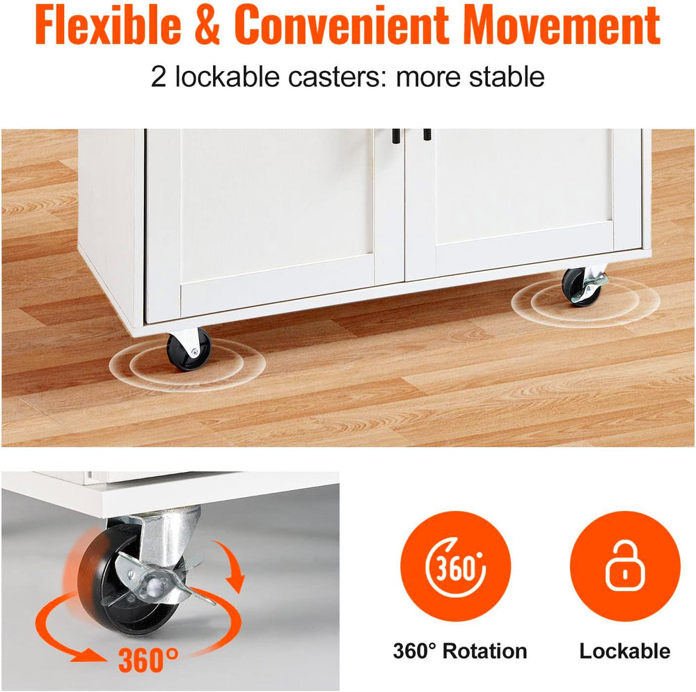 VEVOR Kitchen Island Cart with Solid Wood Top, 35.4" Width Mobile Carts ...
