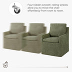 Upholstered Dining Chairs Set of 2, Washable Cover Modren Deskchair with 4 Casters & Hidden Storage for Dining Room, Living Room, Home Office, Green, 2 Box