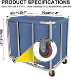 Laundry Cart Commercial,11.35 Bushel (400L) Large Industrial Rolling Laundry Hamper with 4 Inch Wheels,Home Heavy Duty Laundry Baskets with Stainless Steel Frame, 286 LBS Load，10 Support Tubes