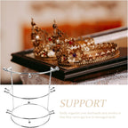 Three-tier Metal Crown Display Rack for Hairbands and Headpieces Elegant Gold-plated Headband Holder Stand Sturdy Portable Organizer for Weddings and Daily Use