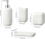 4-Pieces Bathroom Accessory Set Hight Quality Polyresin Ensemble-Lotion Dispenser/Toothbrush Holder/Cotton Jar/Soap Dish, Cream Color